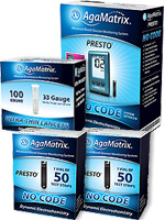 AgaMatrix Presto Glucose Test Strips 100ct & 100 Lancets w/FREE Presto Meter